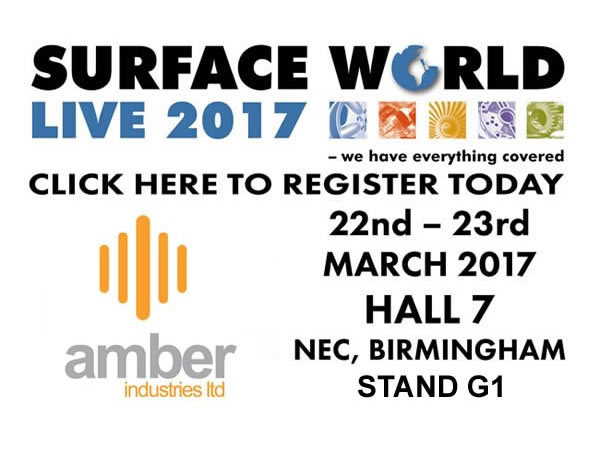 Amber Industries stellt am 22. und 23. März 2017 auf der Surface World im Birmingham NEC aus